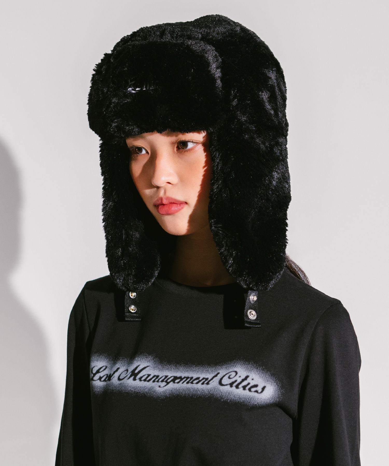 MUSINSA | LMC FUR EARFLAP TROOPER HAT black