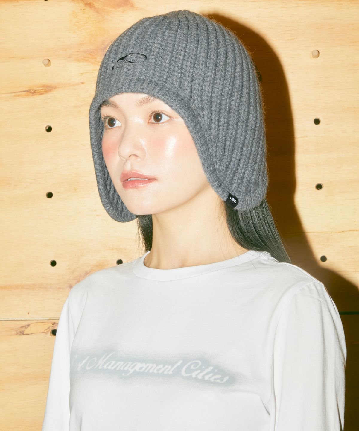 엘엠씨(LMC) GLOBE KNIT EARFLAP BEANIE heather gray