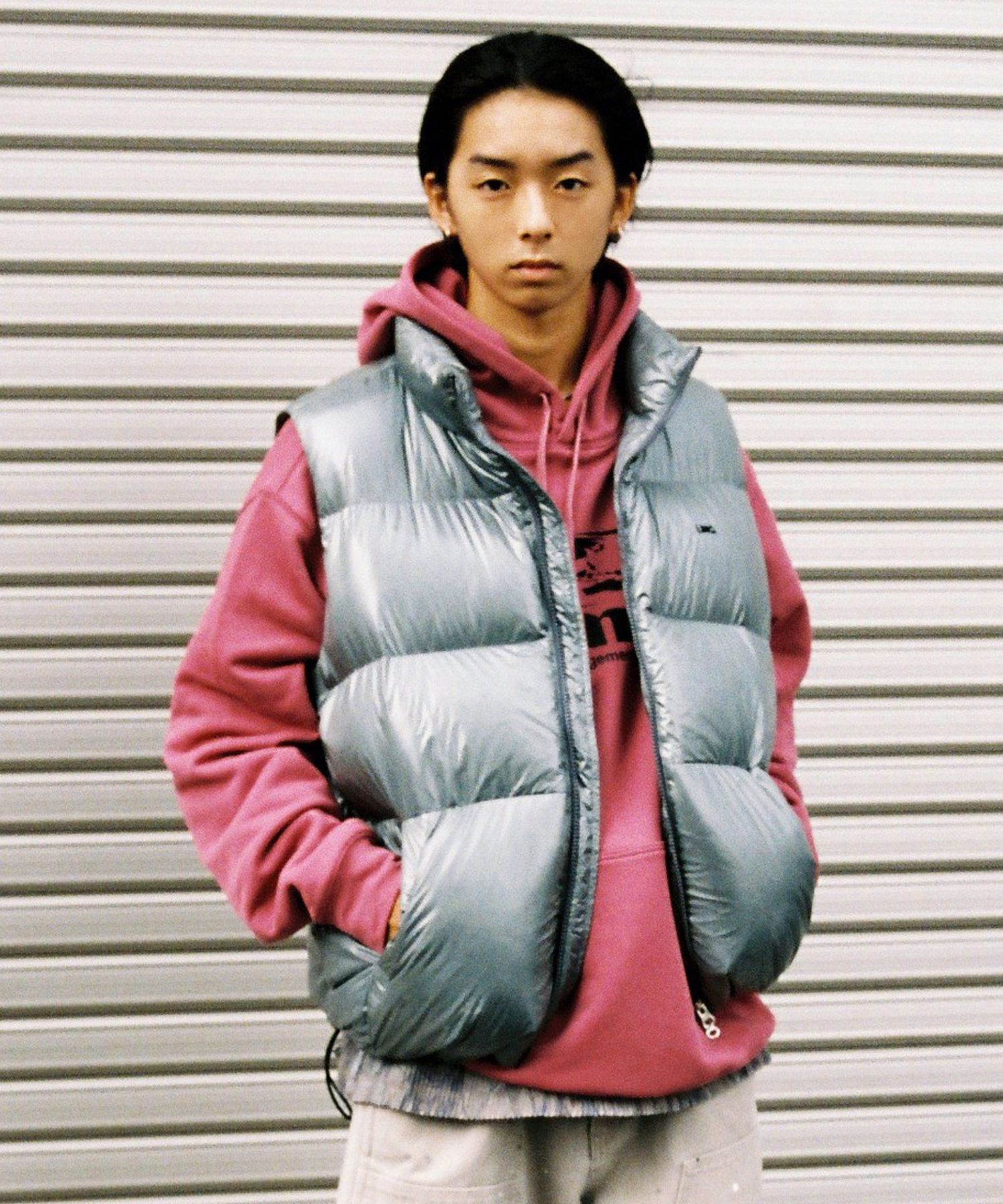 MUSINSA | LMC OG GLOSSY PUFFER DUCK DOWN VEST gray