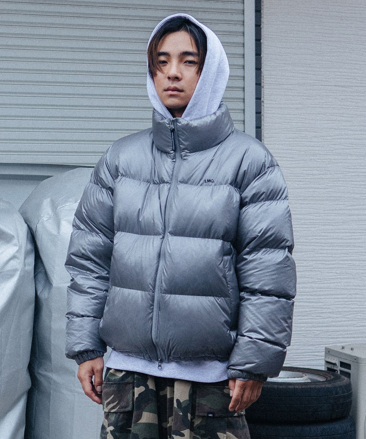 엘엠씨(LMC) OG GLOSSY PUFFER DUCK DOWN PARKA gray