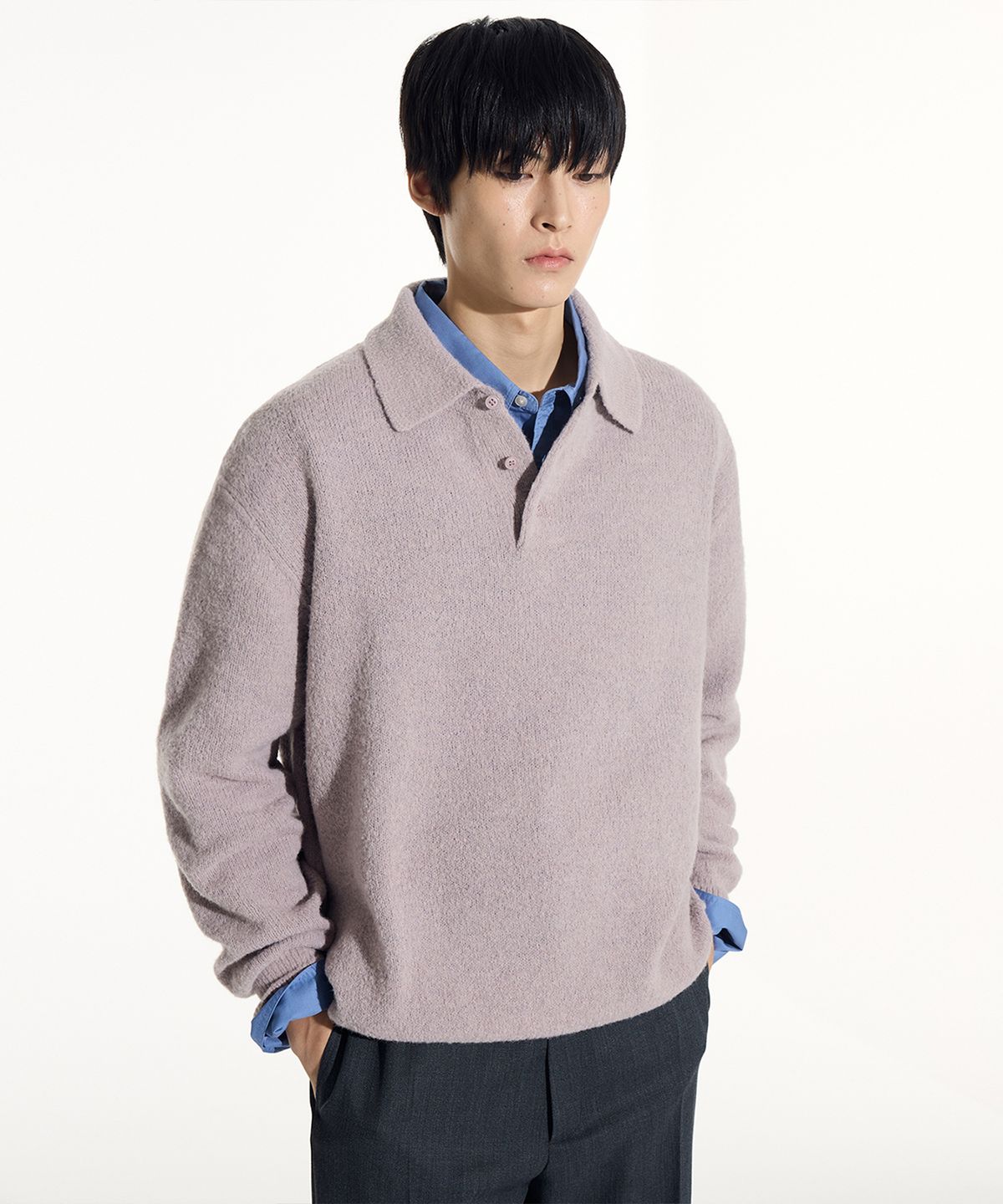 시에클(SIECLE) 알파카 폴로 니트 (더스티핑크)