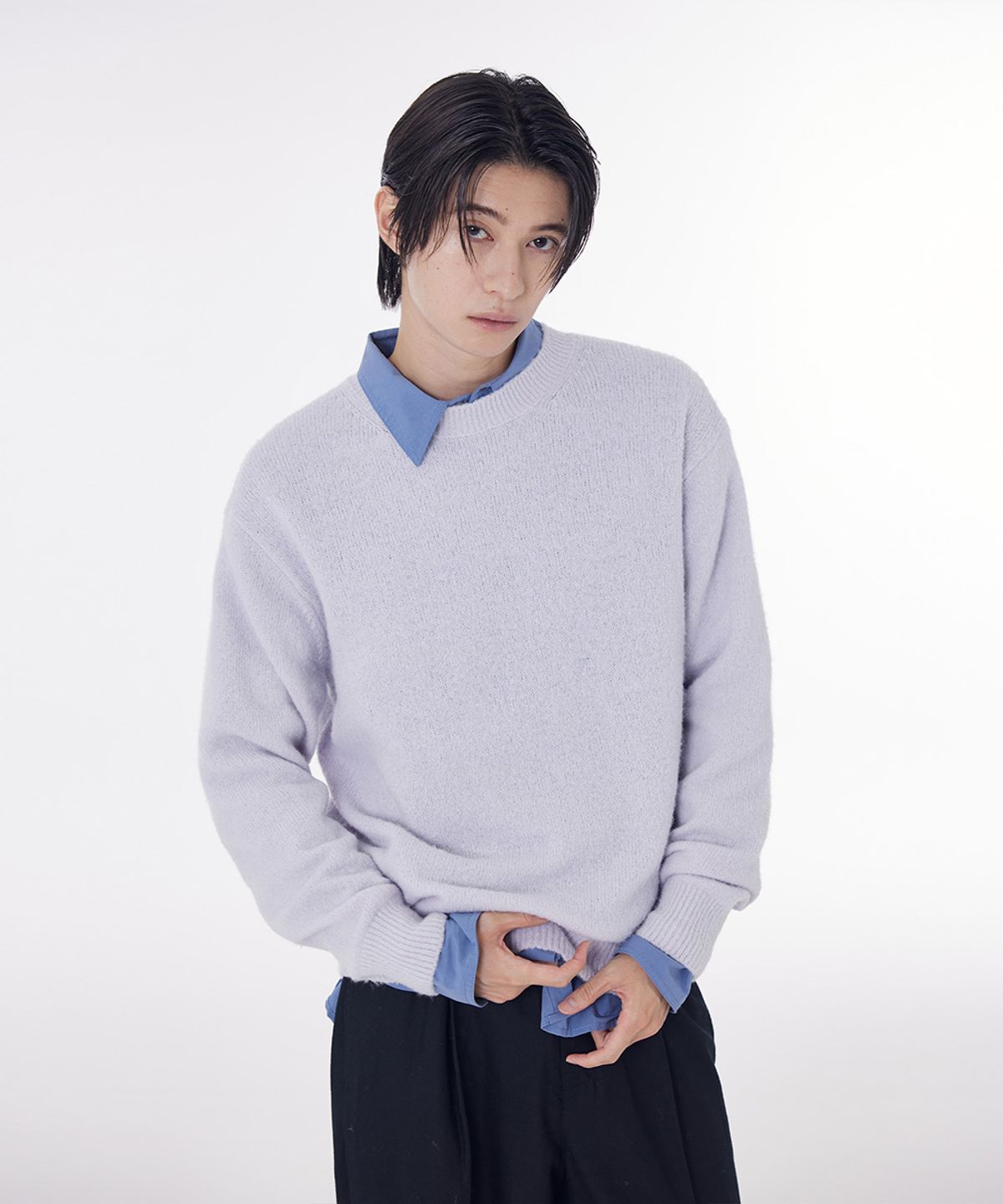 시에클(SIECLE) 알파카 라운드 니트 (라일락)