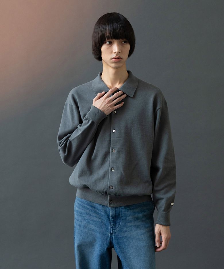 Scape Knit Polo Cardigan (Gray)