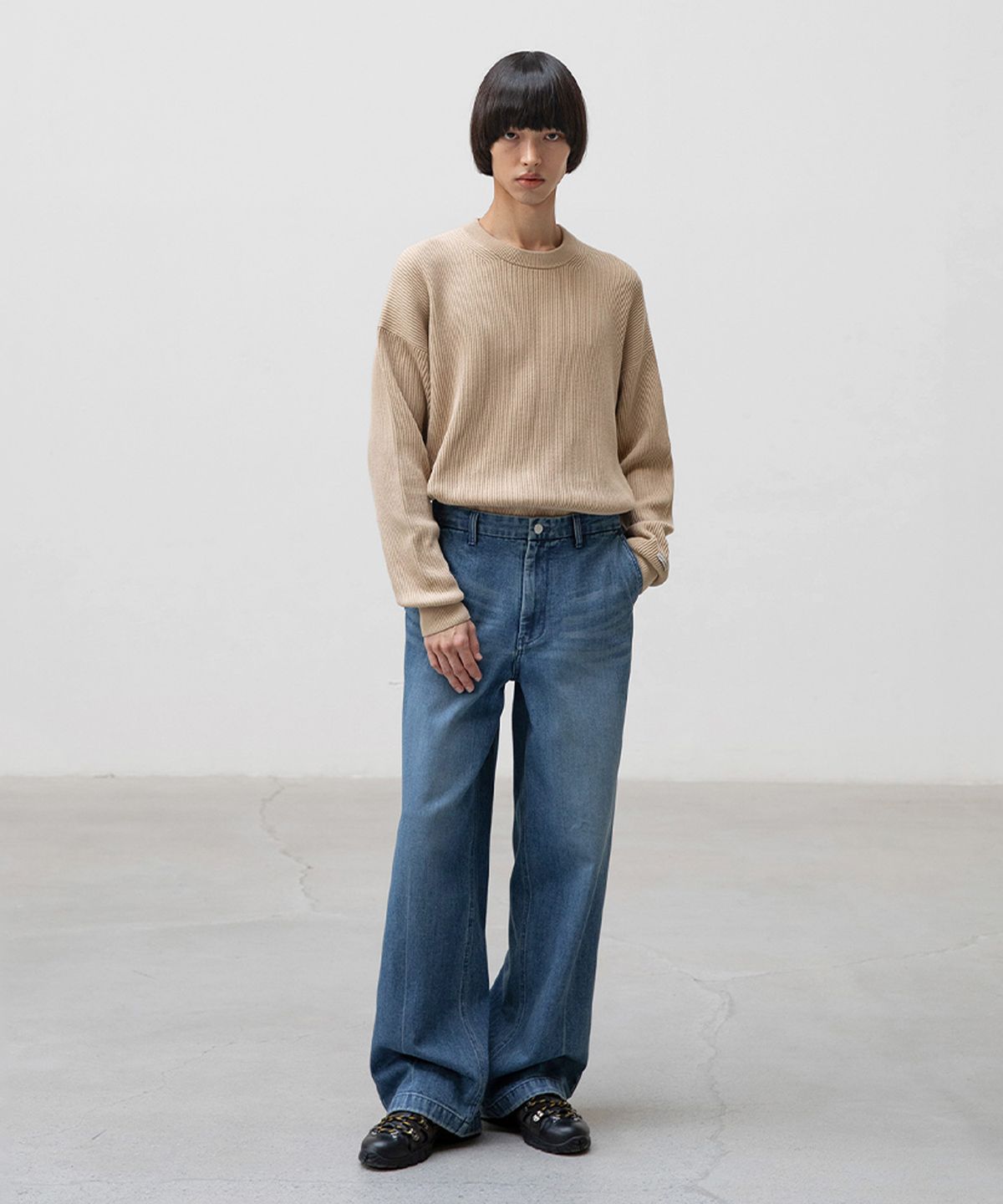 어나더 오피스(ANOTHER OFFICE) Half Banding Denim Pants (Indigo)