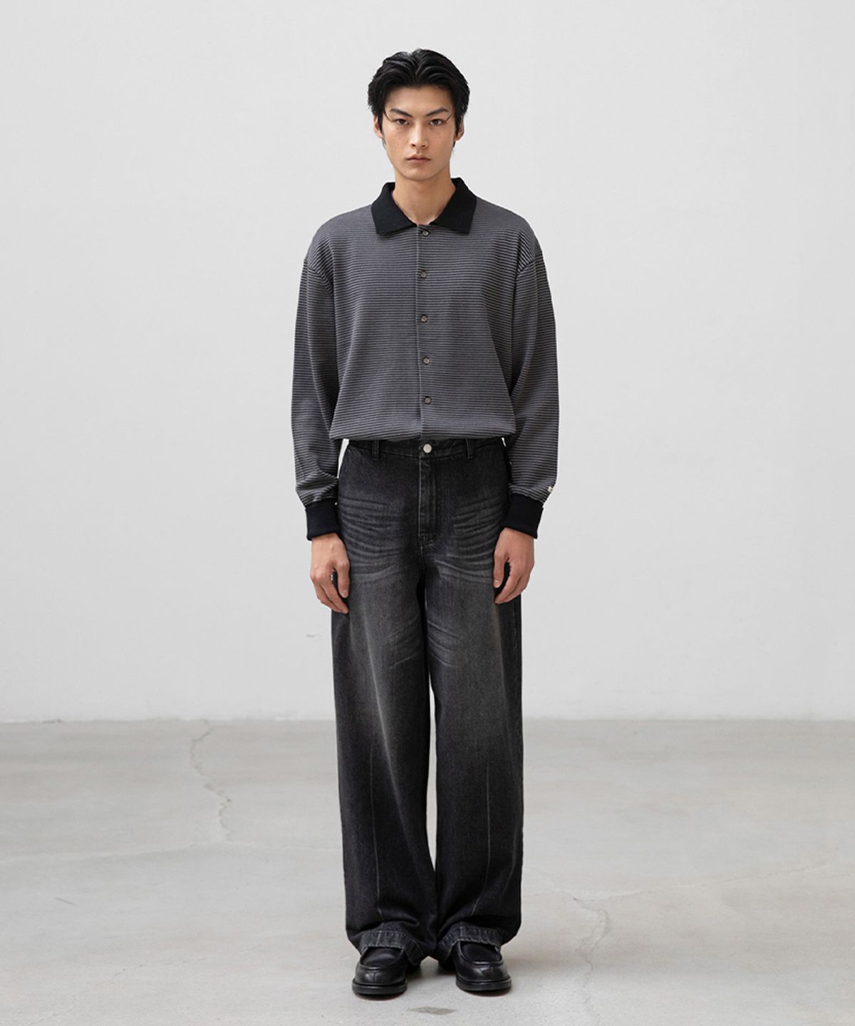 어나더 오피스(ANOTHER OFFICE) Half Banding Denim Pants (Black)