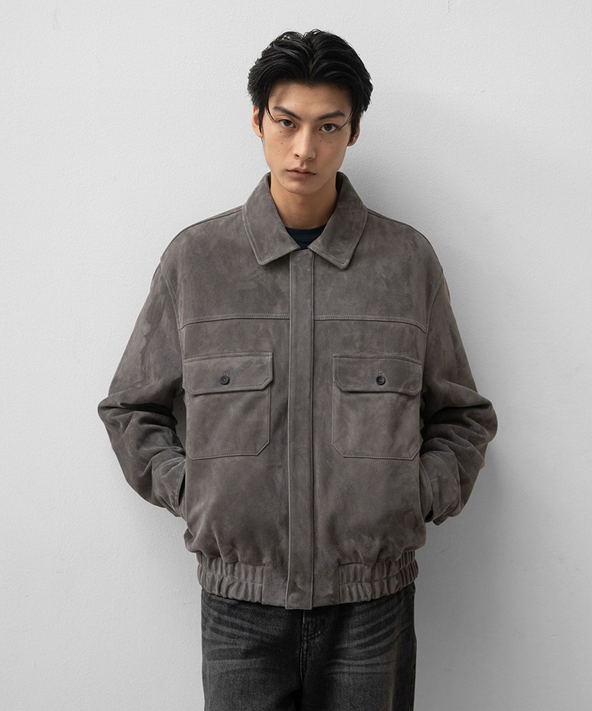 어나더 오피스(ANOTHER OFFICE) Leather Habana Blouson (Concrete)