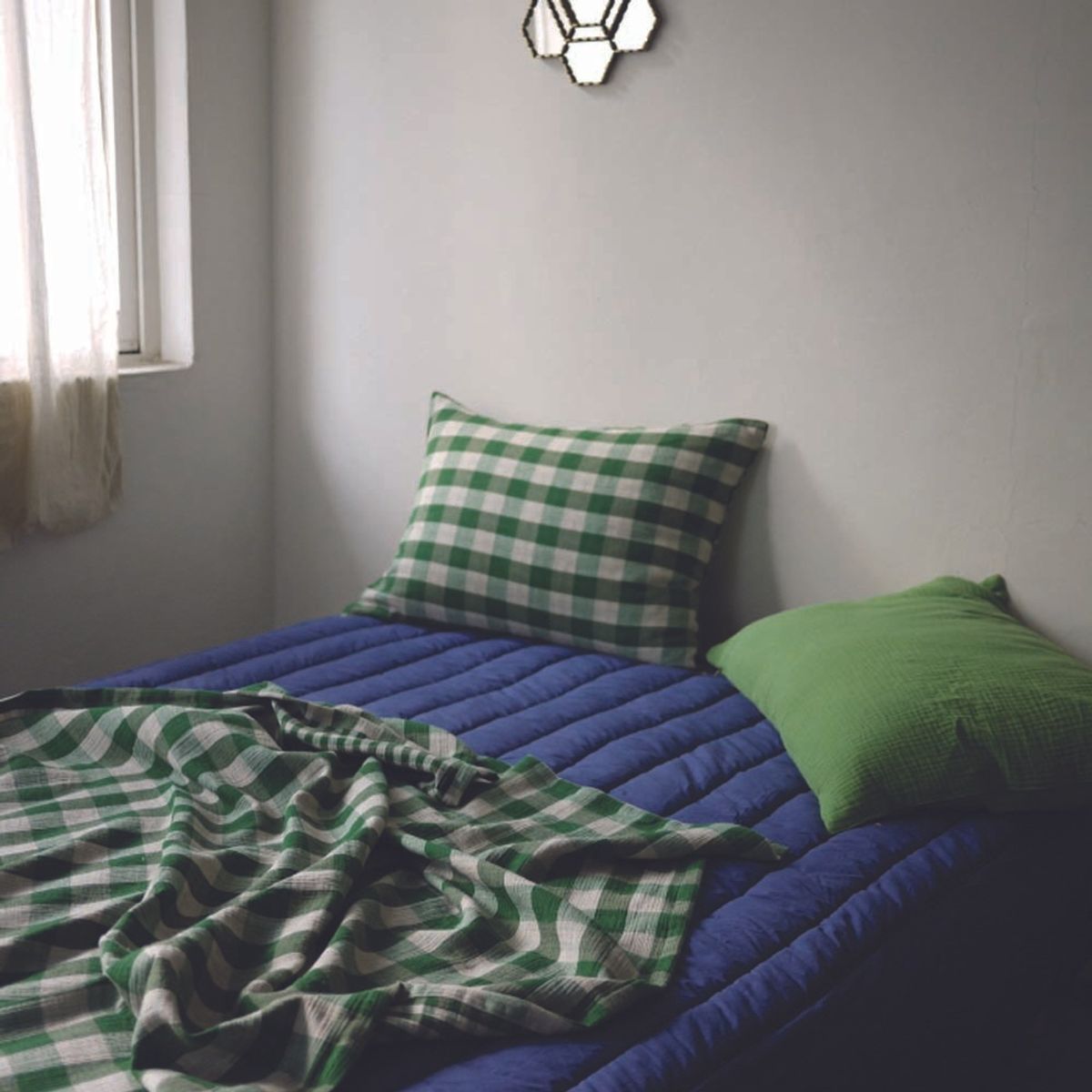 봄봄패브릭스(BOMBOM FABRICS) Soft, washed cotton Quilt mattress cover / navy