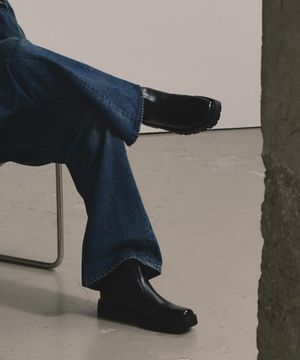 블랙 스퀘어토 앵클 베이직 첼시부츠 SFT-305