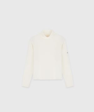 WOOL TENCEL JERSEY ROLL NECK TOP CREAM WHITE