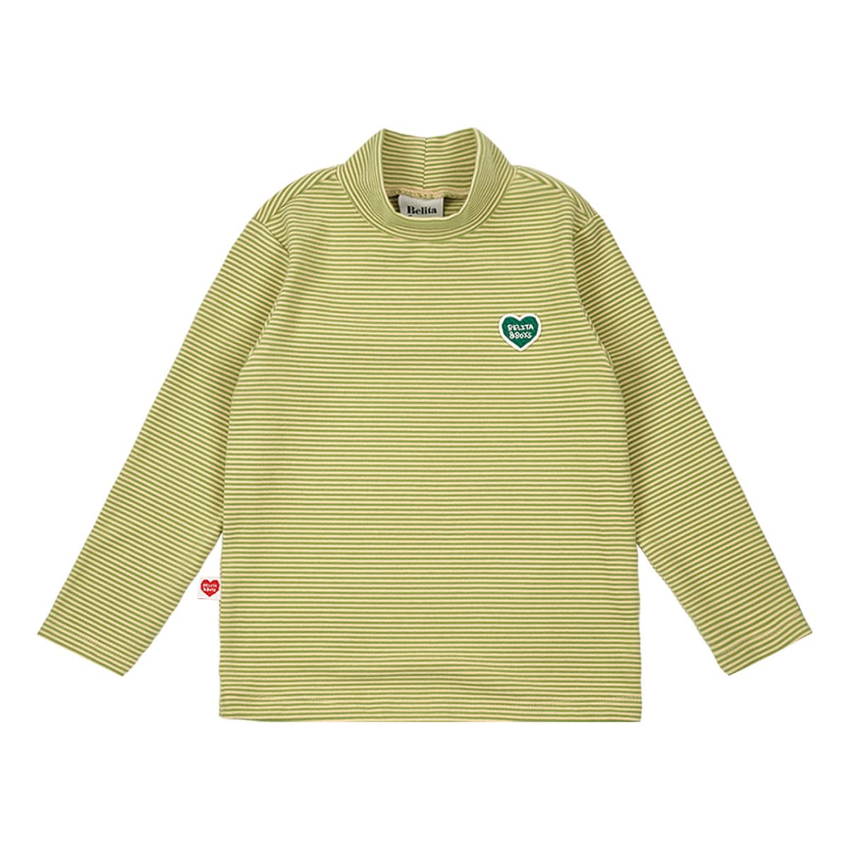 벨리타앤보이즈(BELITANBOYS) BB하트스트라이프 하이넥긴팔티셔츠 BK4ITB12GN