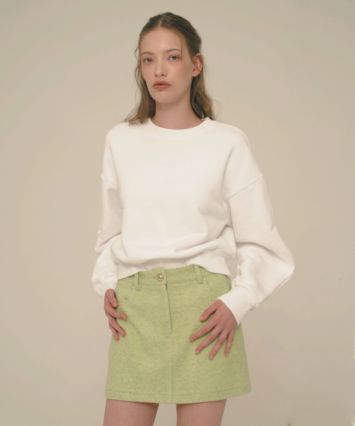 아이스가든에이오공팔(ICE GARDEN A.508) Herringbone Wool Blended Mini Skirt