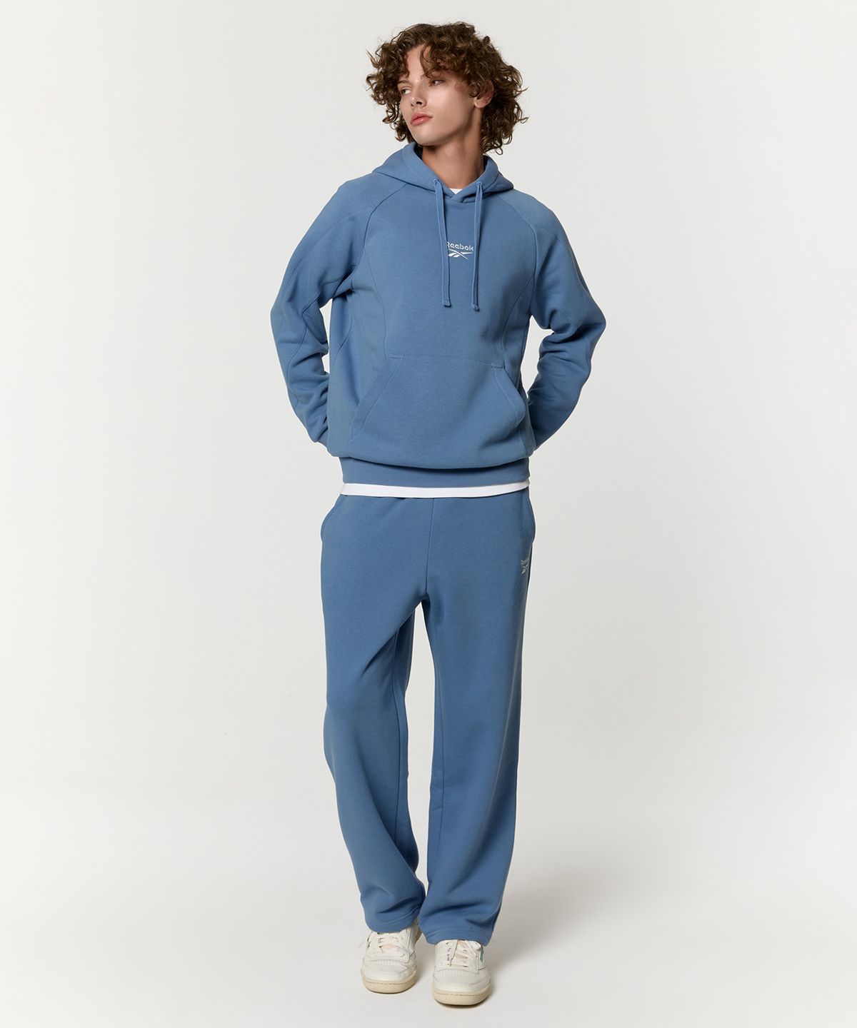리복(REEBOK) 2WAY 기모 스웨트 팬츠 - 블루