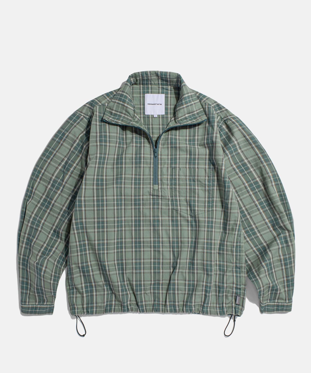 에스피오나지(ESPIONAGE) Half Zip Anorak Shirt Green Check