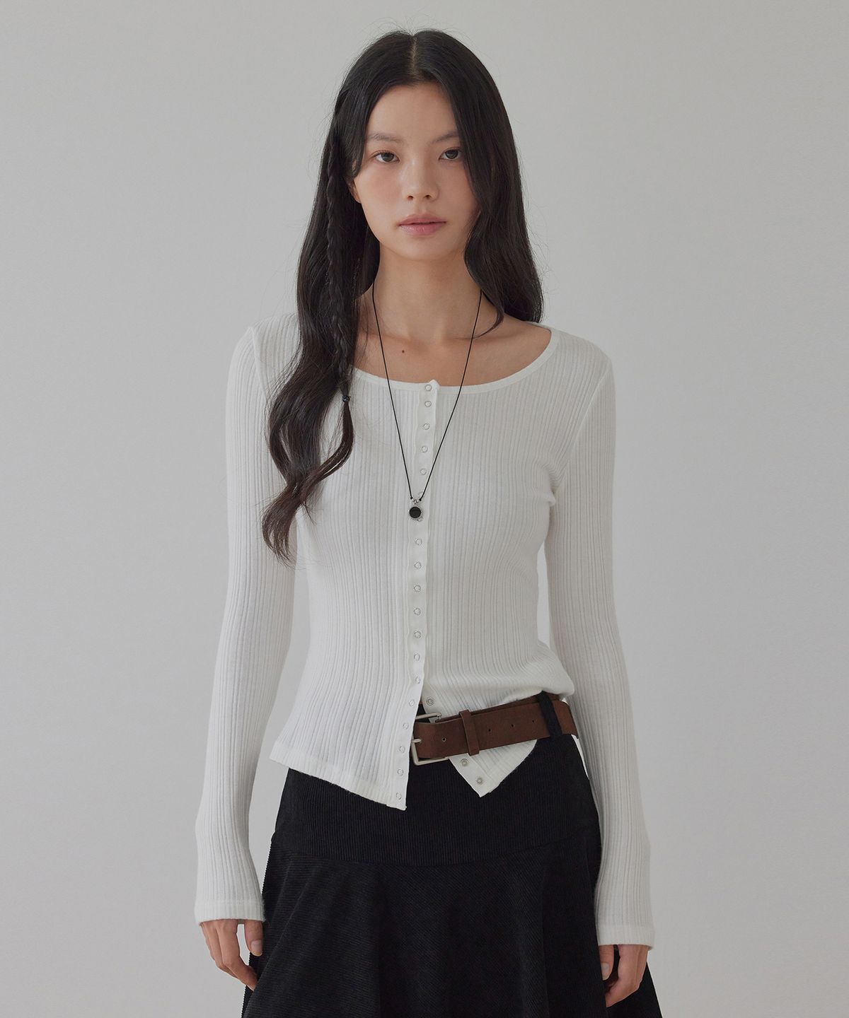 탑걸(TOPGIRL) EYELET SNAP BUTTON CARDIGAN_T426OT800