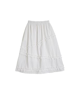 나일론 프릴 캉캉 롱 스커트_화이트