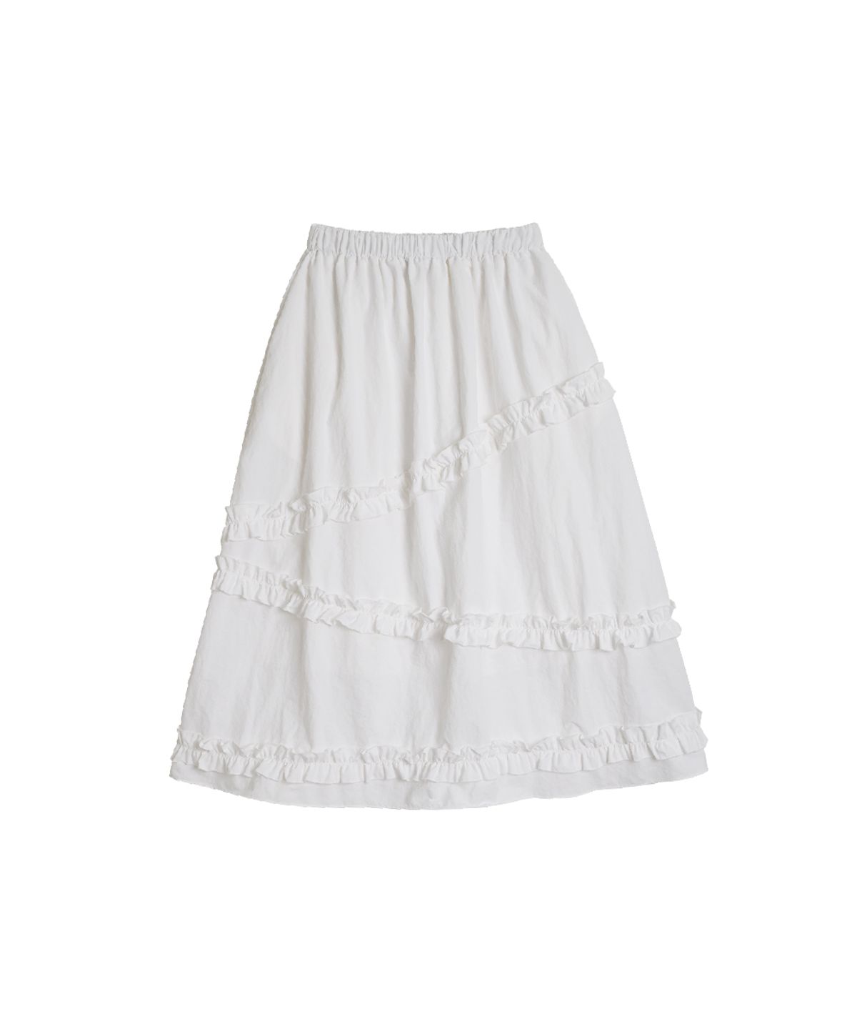 쿠키시(KOOKEESEE) 나일론 프릴 캉캉 롱 스커트_화이트