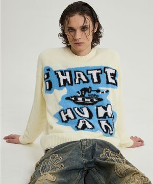 I HATE HUMAN 니트 아이보리