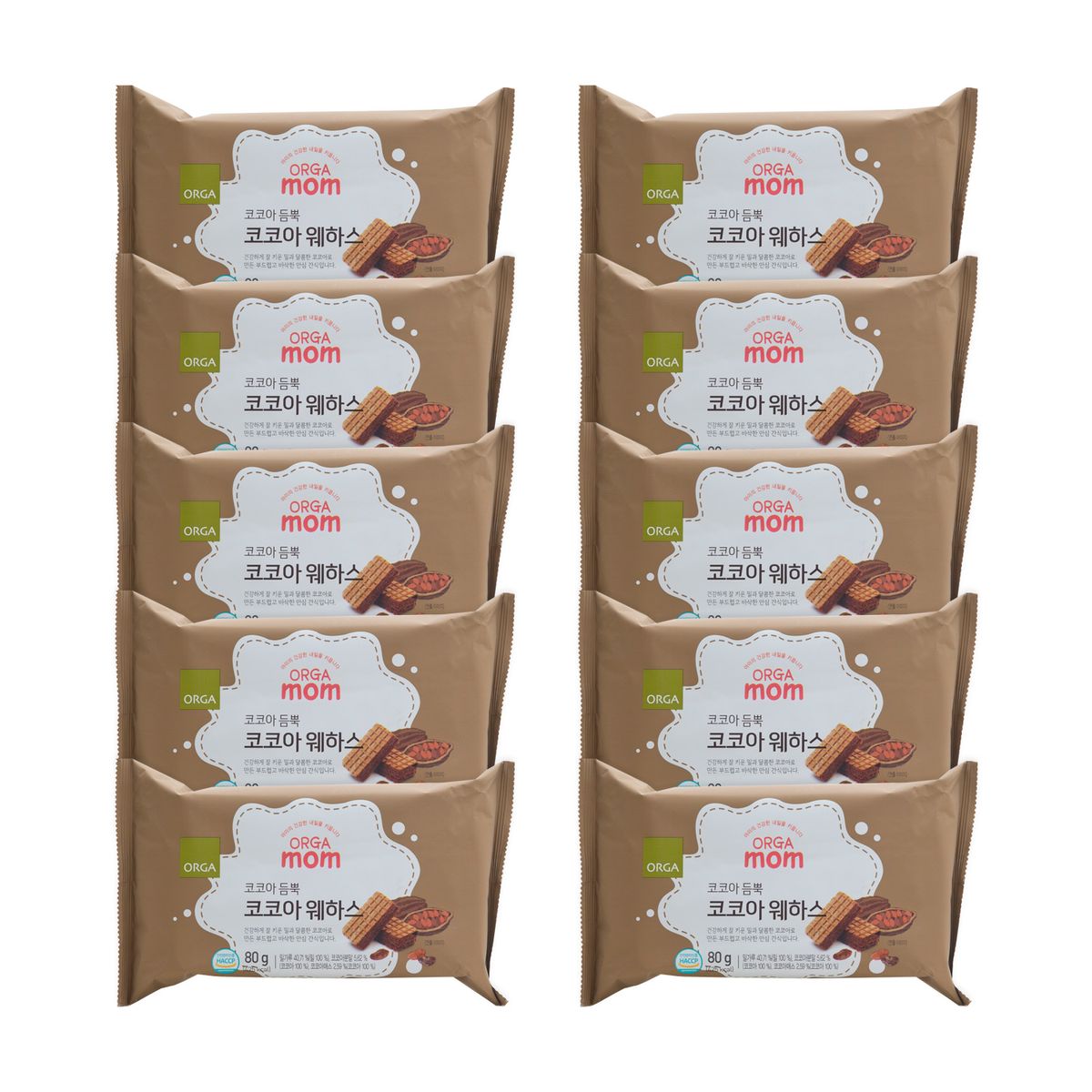올가(ORGA) 코코아 웨하스(80g) x 10개