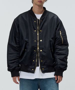 오버사이즈 골드 스냅 MA-1 점퍼