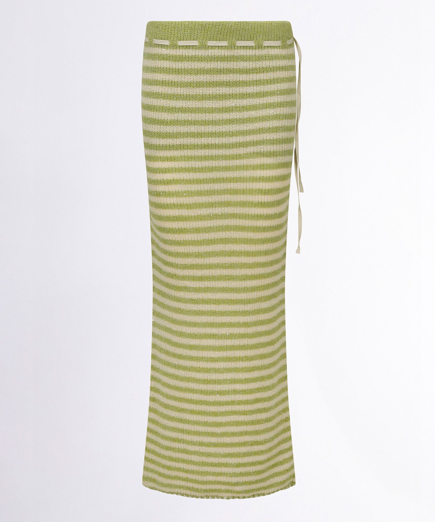 MUSINSA | SCULPTOR Sequin Maxi Wool Skirt Lime