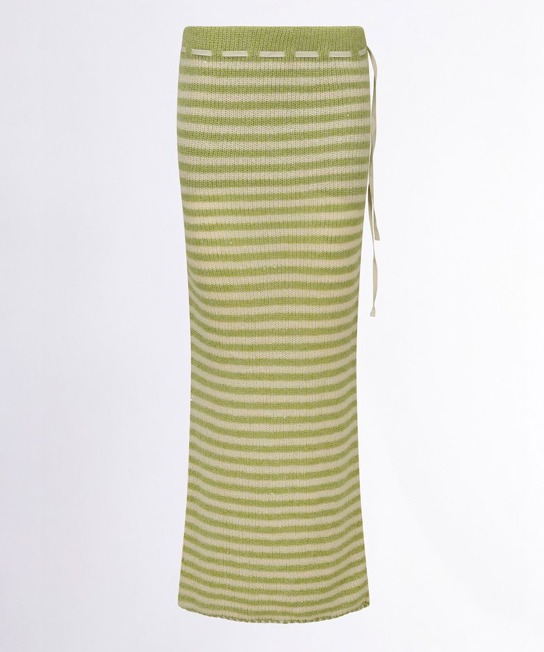 Sequin Maxi Wool Skirt Lime