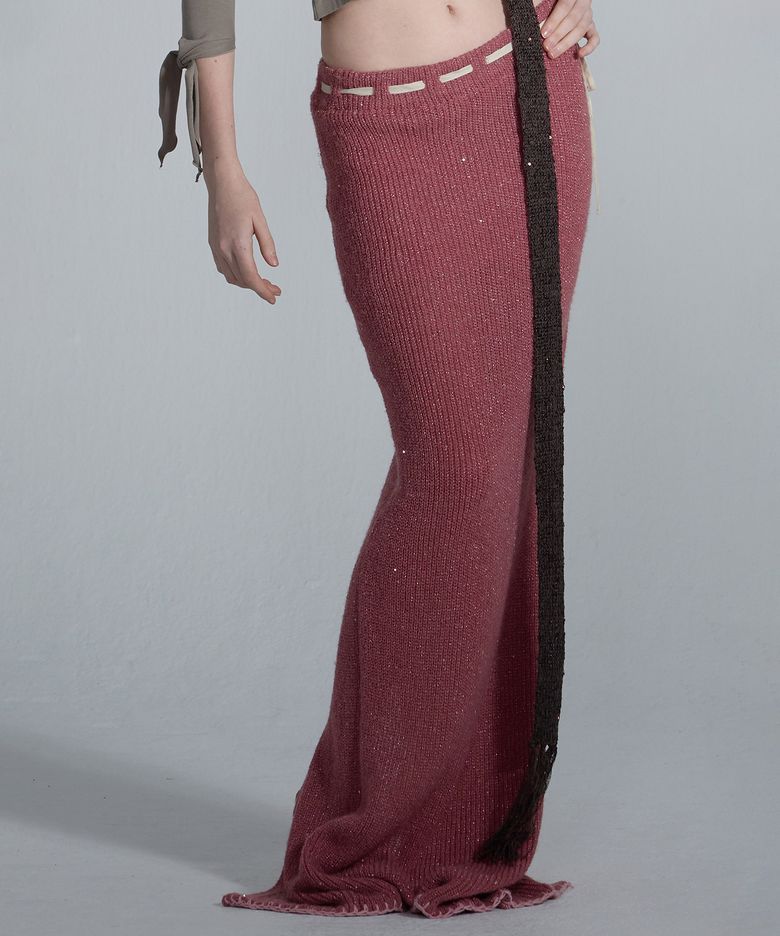 Sequin Maxi Wool Skirt Fuchsia