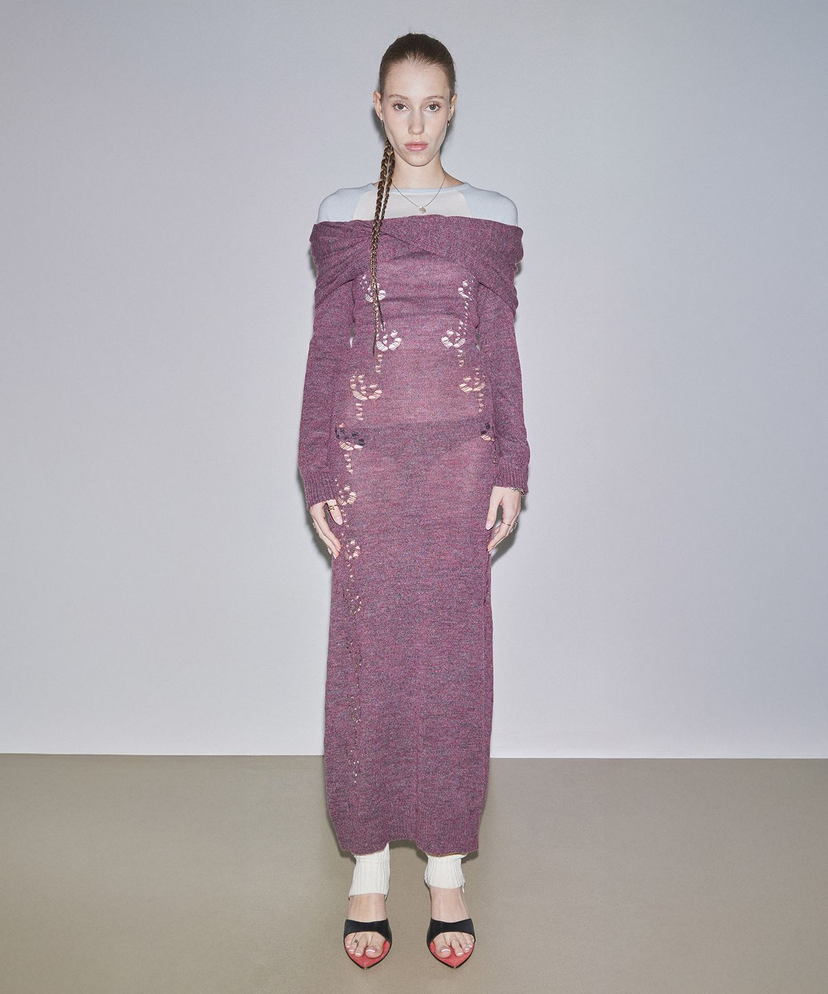 스컬프터(SCULPTOR) 2way Shawl Maxi Dress Deep Wine