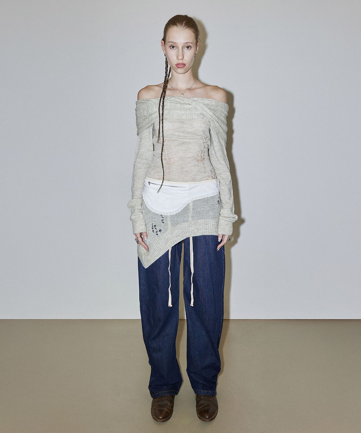 스컬프터(SCULPTOR) 2way Shawl Dress Pale Green