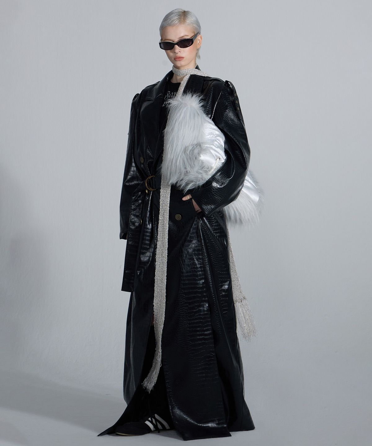 스컬프터(SCULPTOR) 90s Faux Leather Coat Black