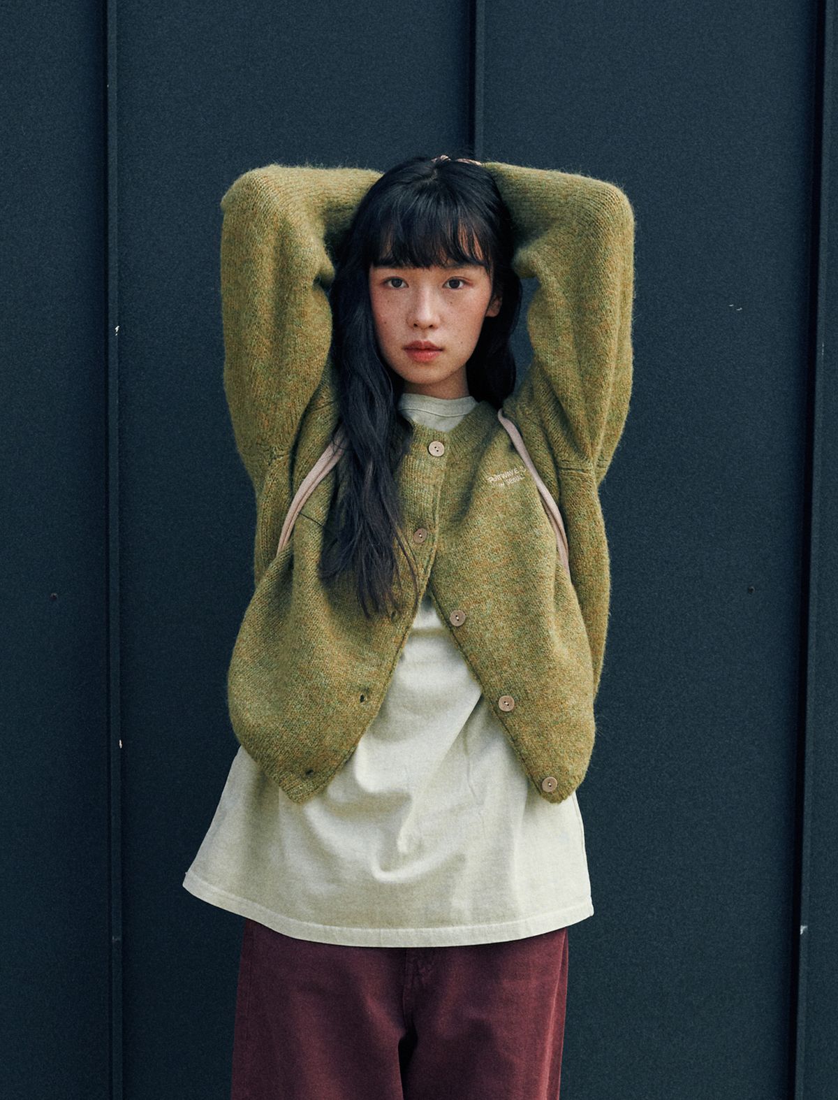 플랫웨이브 인 서울(FLATWAVE IN SEOUL) Ebbe Mild Wool Cardigan Khaki