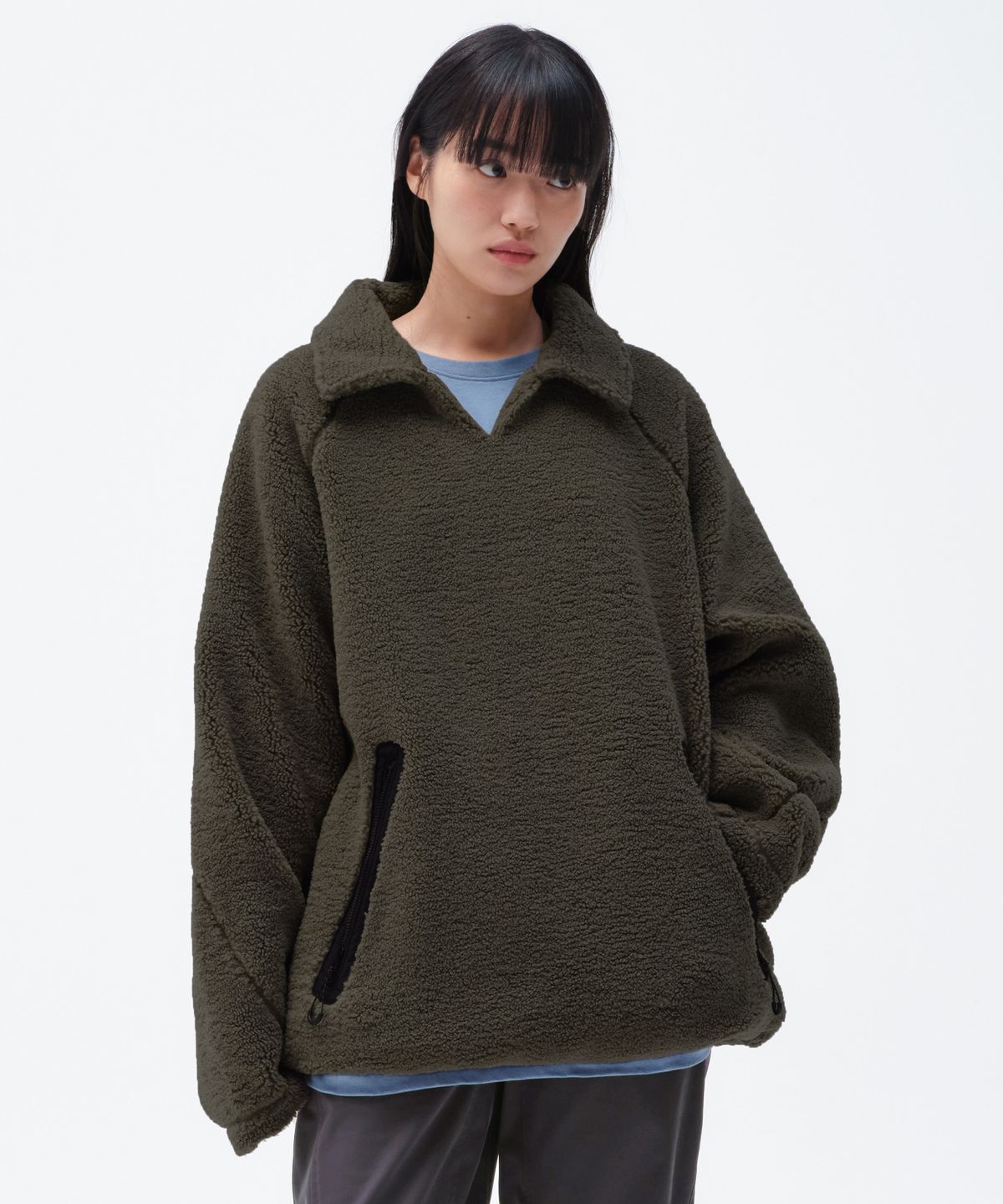 아웃도어 프로덕츠(OUTDOOR PRODUCTS) FLEECE COLLAR T-SHIRT (KHAKI)