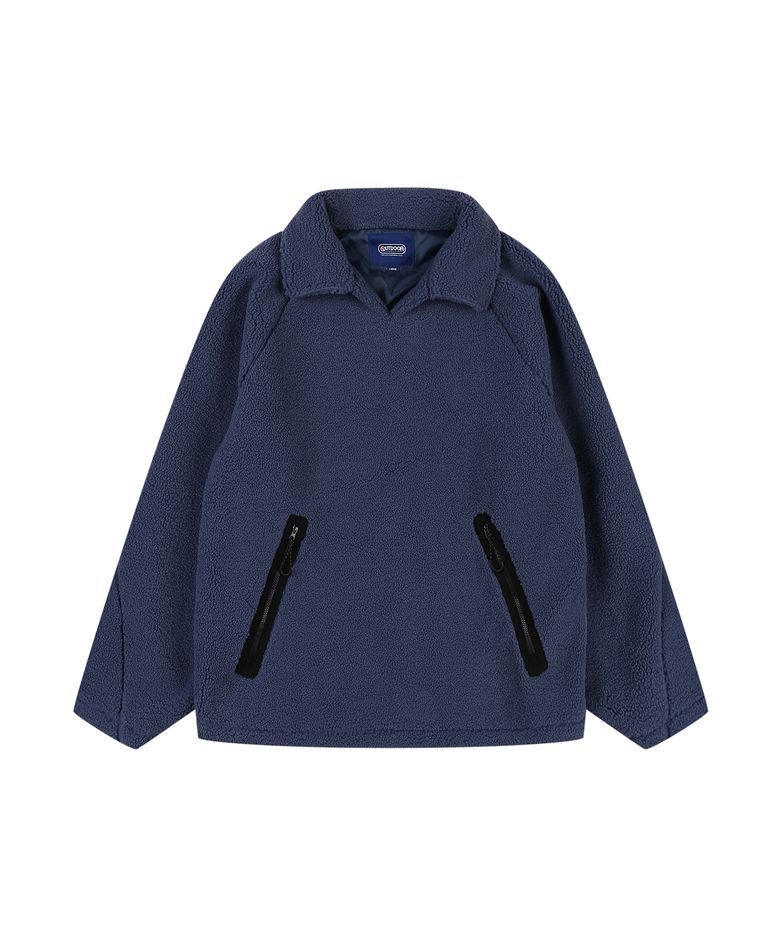FLEECE COLLAR T-SHIRT (BLUE)