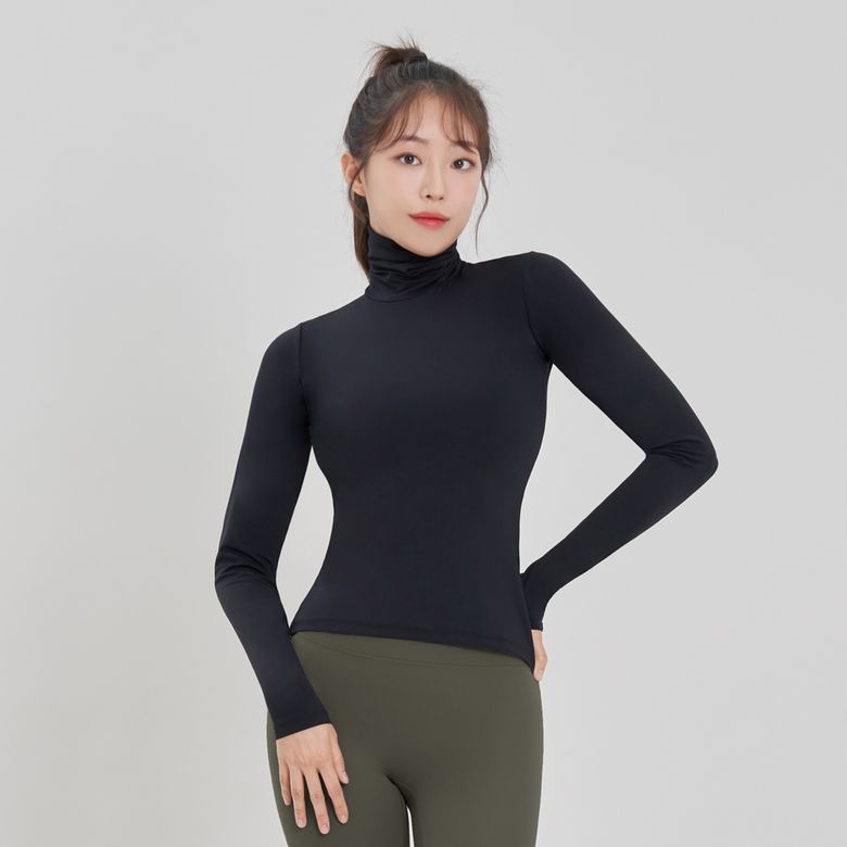 [SWT24073-01] 마일드 웜 하이넥 티셔츠 리치블랙
