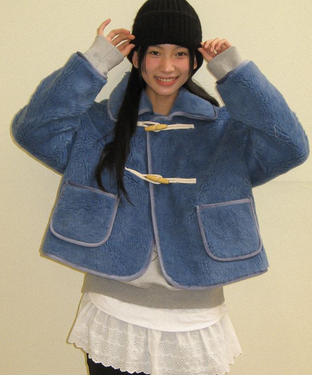 MUSINSA | RONRON DUMBLE SHORT DUFFLE MUSTANG JACKET DUSTY BLUE
