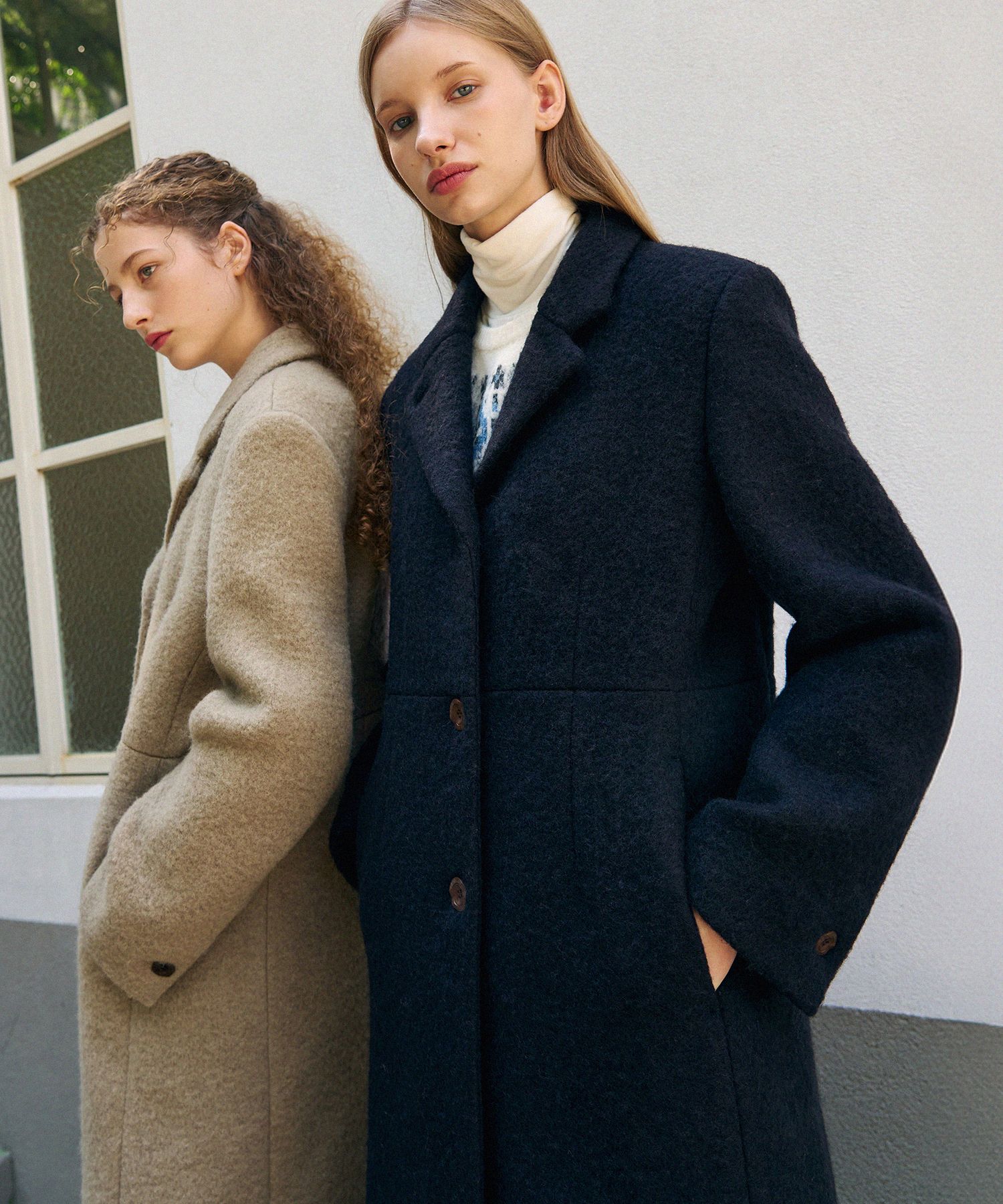 MUSINSA公式 | DRAWFIT WOMEN アルパカテーラードシングルコート[D.NAVY]