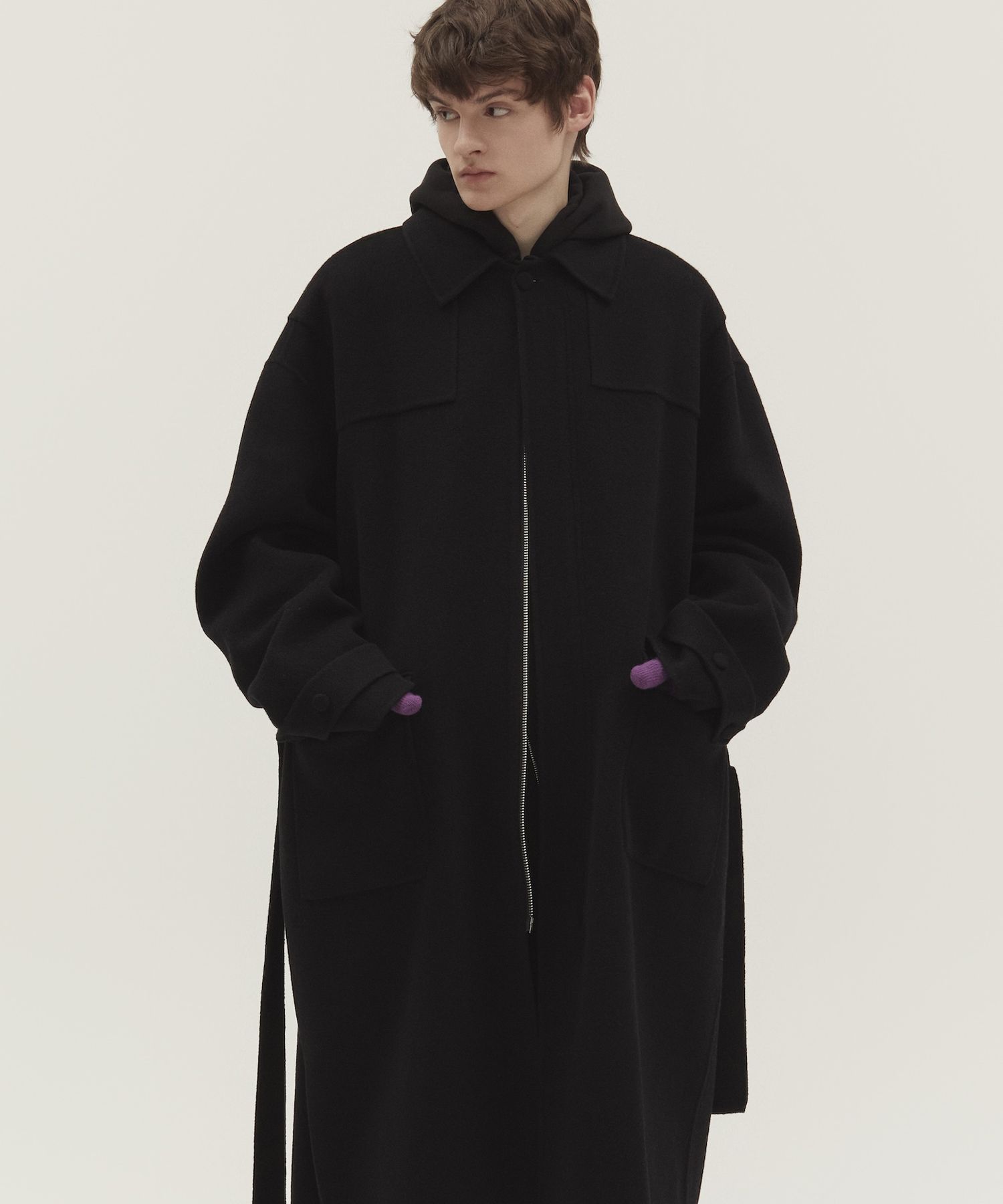 MUSINSA | NOHANT HANDMADE CASHMERE ZIP-UP COAT BLACK