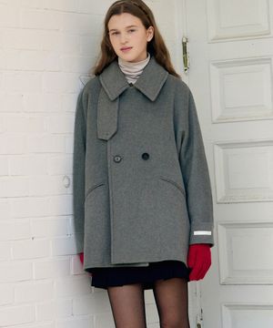 울 돌먼 핸드메이드 하프코트 [M.GREY]