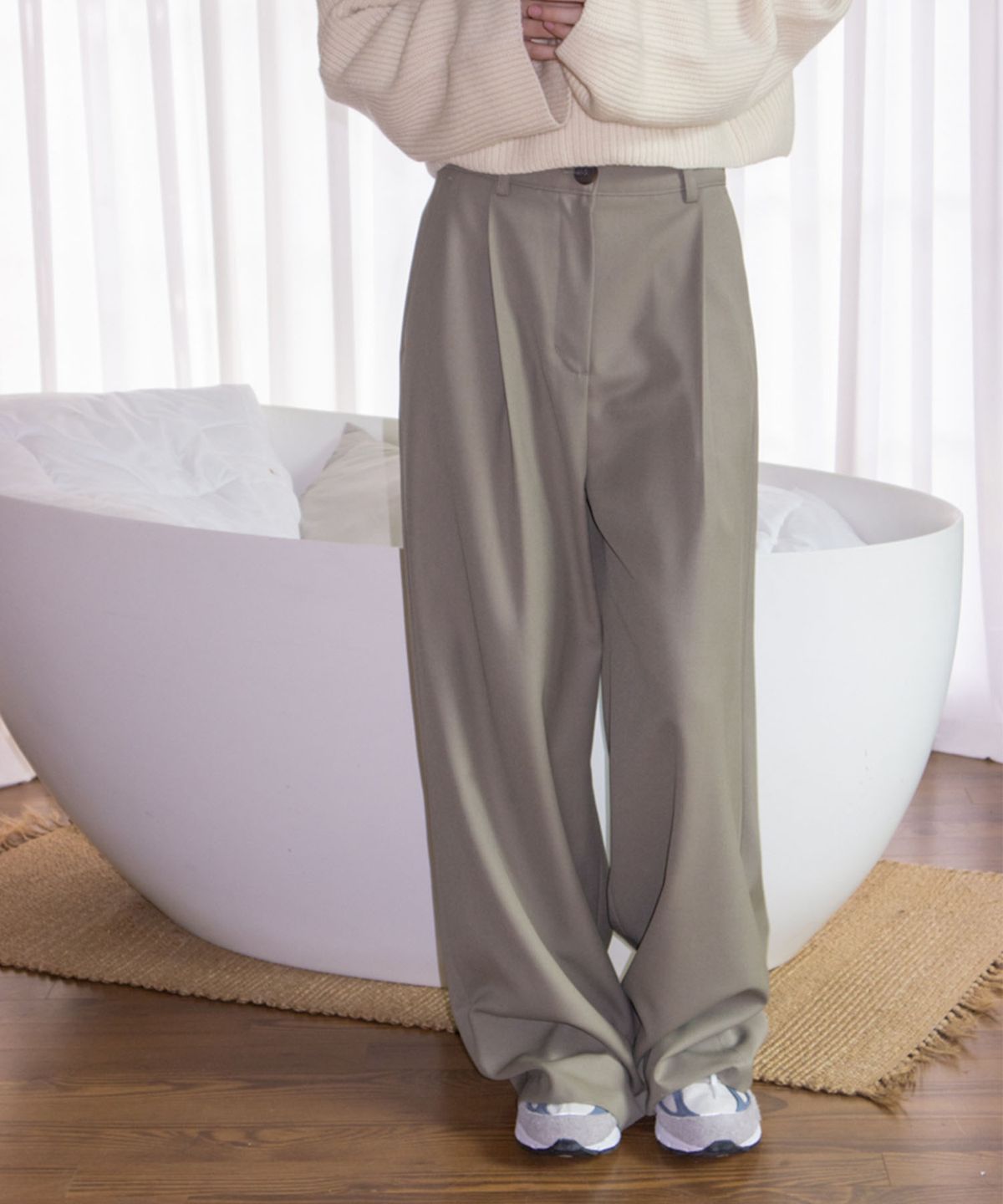 수수무(SUSUMU) WOO WOOL-BLEND PANTS - taupe