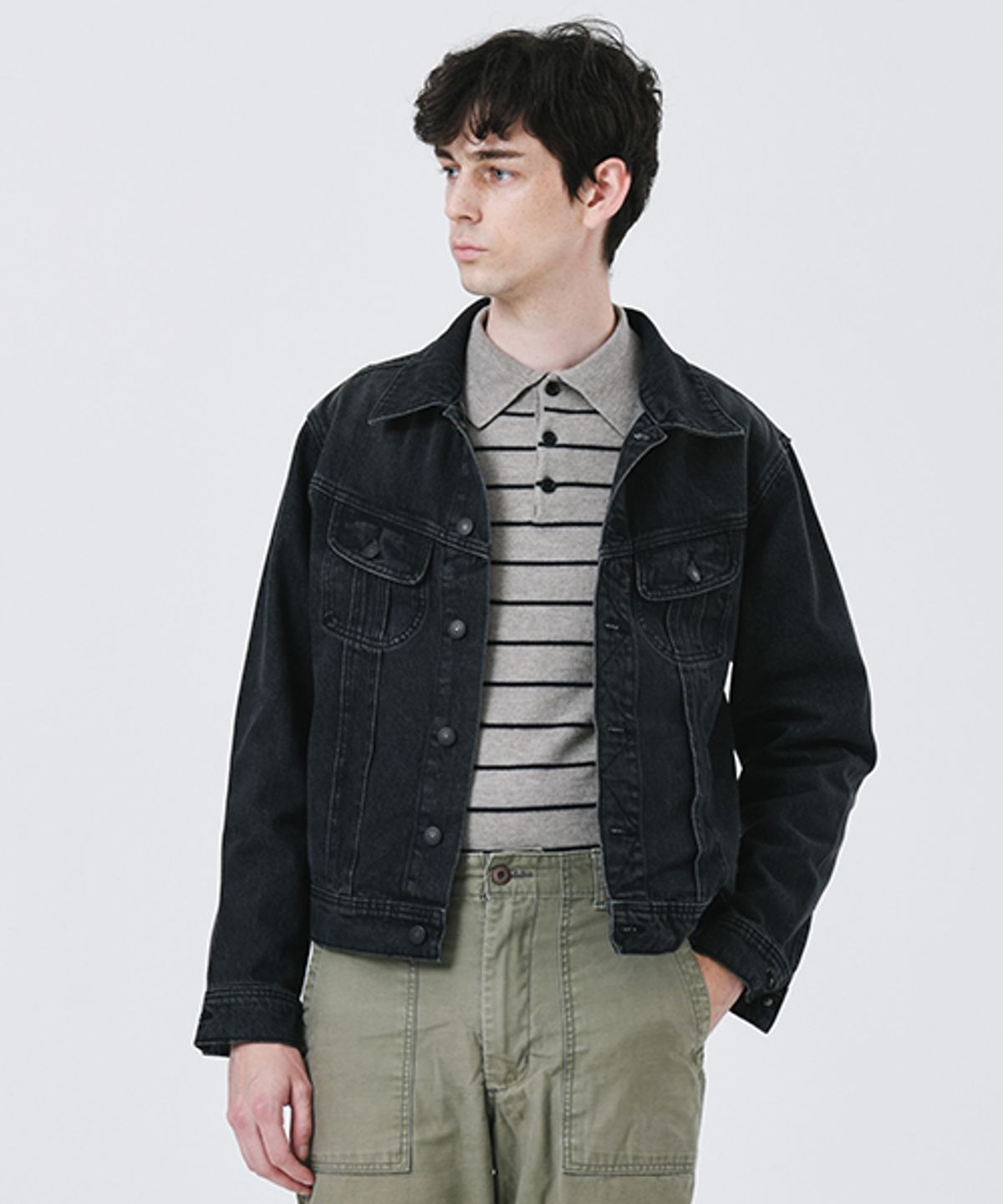 프레스톤즈(PRESTONS) PJ600WB Washed Denim Trucker Jacket (Washed Black)