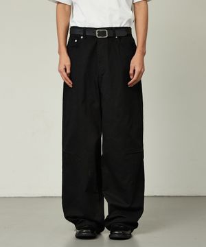 953 코튼 와이드 팬츠-블랙