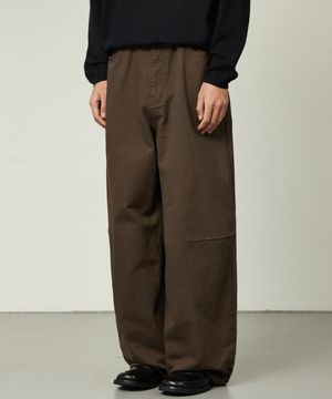 953 코튼 와이드 팬츠-브라운