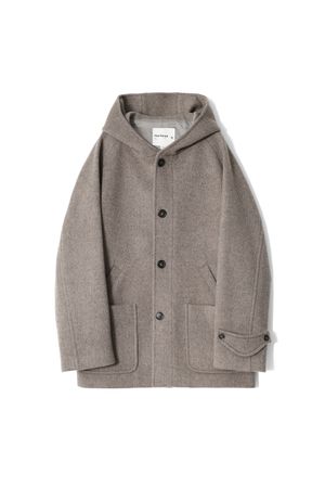 Longgrove Wool Hood Half Coat Melange Beige