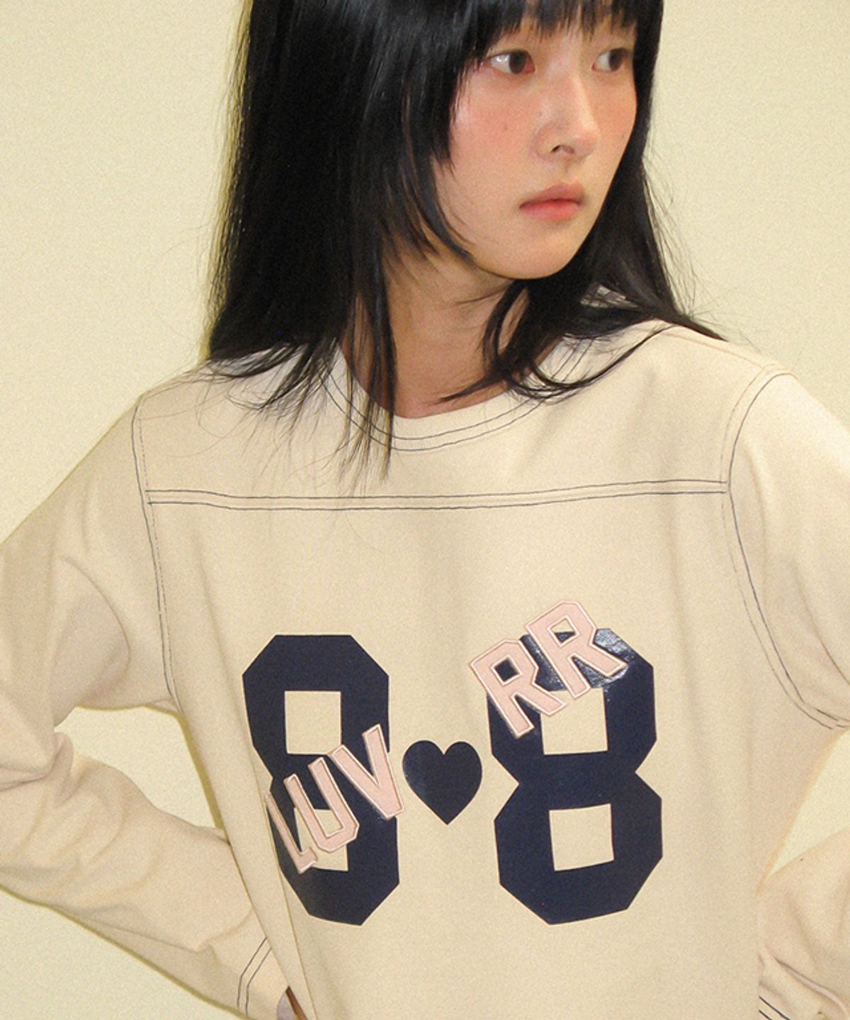 론론(RONRON) 88 LUV RUGBY LONG SLEEVE T SHIRT CREAM