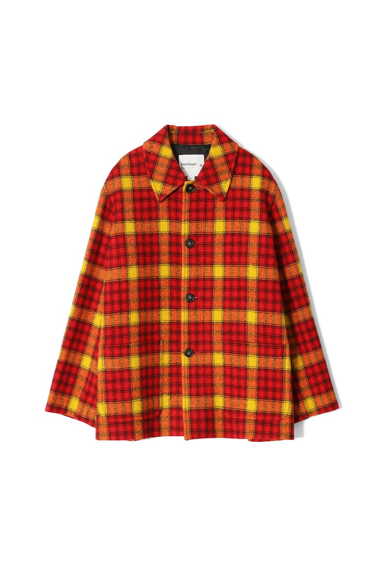 Newyear Check Wool Half Coat Red