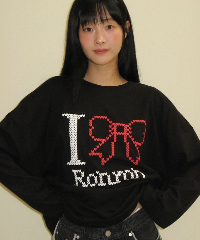 Tシャツ・カットソー RONRON I RIBBON OVER FIT LONG SLEEVE T SHIRT WHITE RR24CLT37 MUSINSA公式 | RONRON I RIBBON OVER FIT LONG SLEEVE T SHIRT BLACK