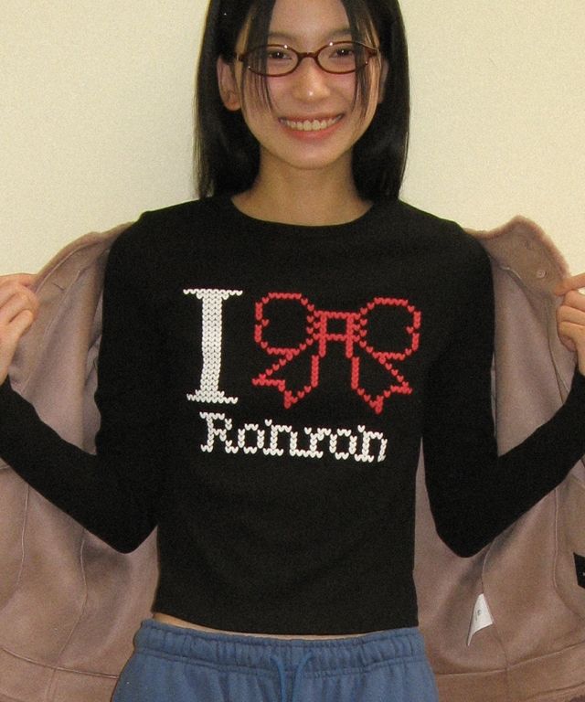 【RONRON】 I RIBBON SLIM CROP LONG SLEEVE ☆大人気☆ MUSINSA公式 | RONRON I RIBBON SLIM CROP LONG SLEEVE BLACK