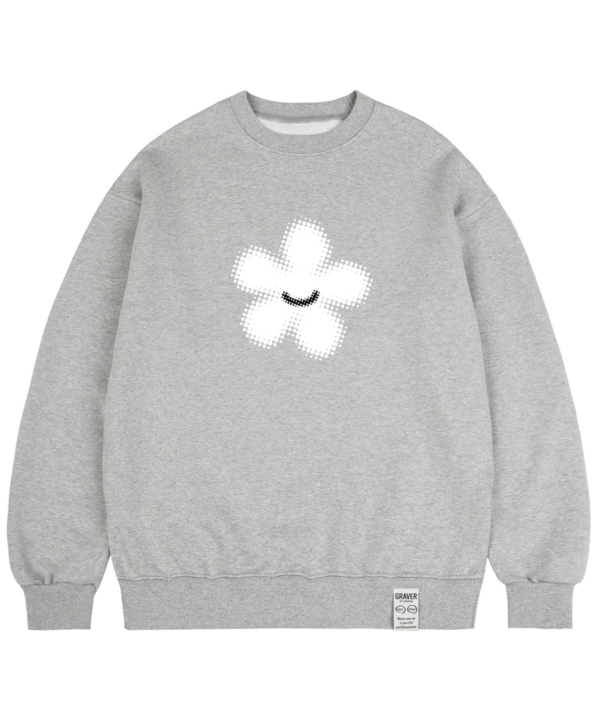 그레이버(GRAVER) [UNISEX]도트 실루엣 플라워 맨투맨_그레이