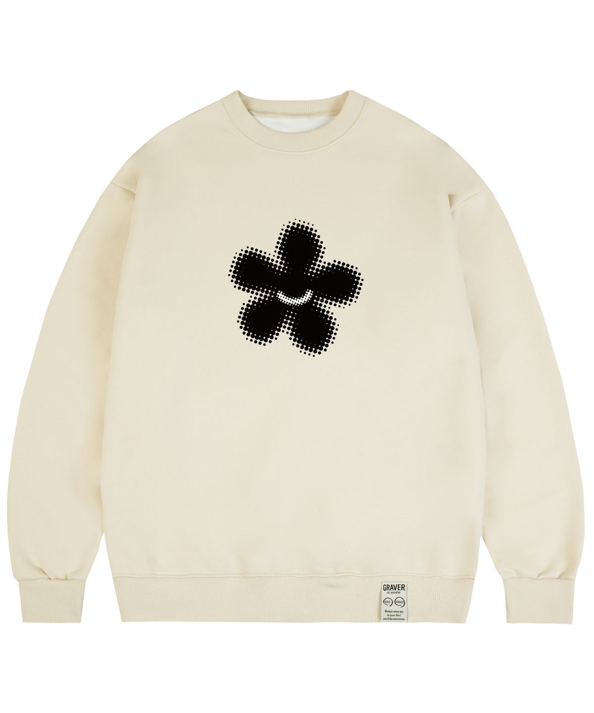 그레이버(GRAVER) [UNISEX]도트 실루엣 플라워 맨투맨_크림