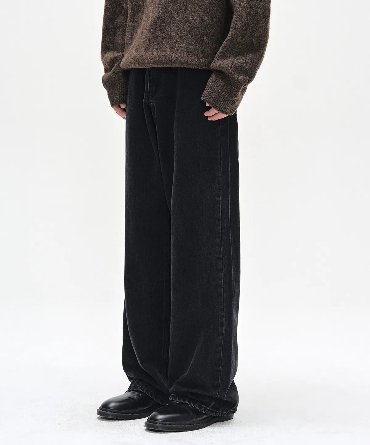 데케트(DECET) [CALIK DENIM]Mid Rise Wide Jeans DCPT027PBlack