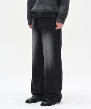 [CALIK DENIM]Mid Rise Wide Jeans DCPT027PBlackB